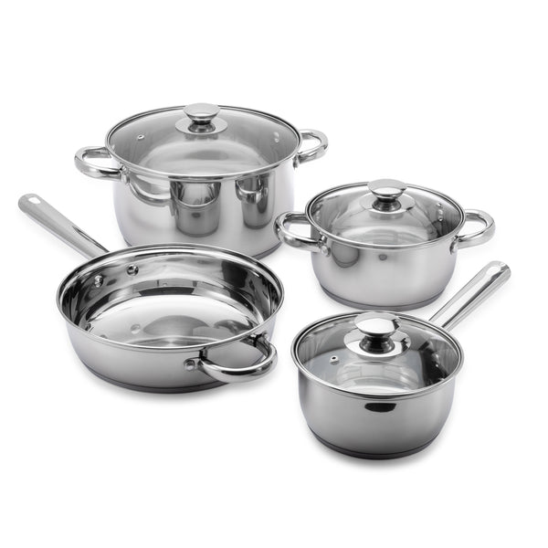 18 Pieces Stainless Steel Cookware Set Pots Sauce Pans Frying Pan Set,  Silver