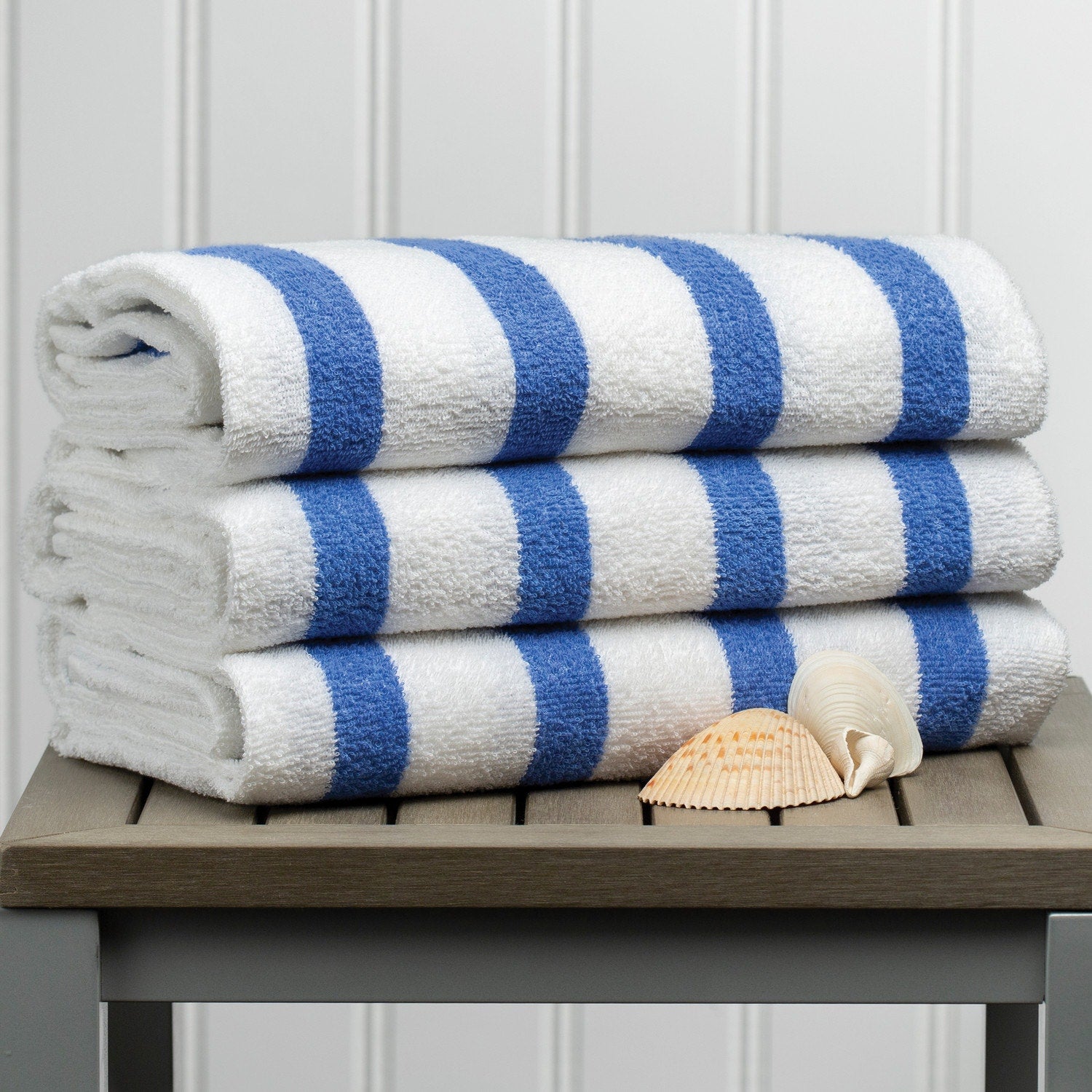 Superior Stripe Cotton Bath Towel - Set of 2 - Blue
